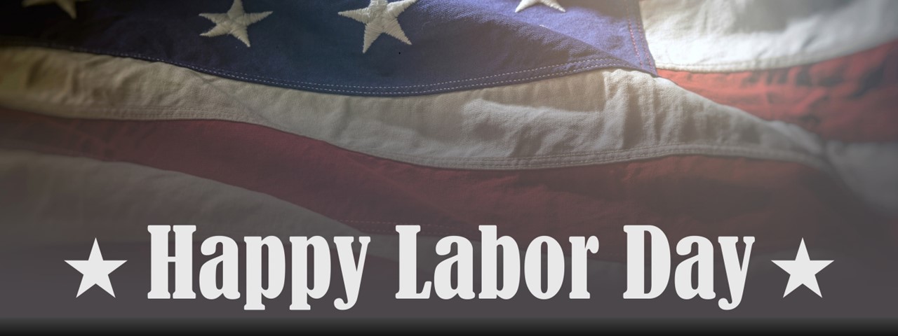 Happy Labor Day text on USA Flag background. America holiday